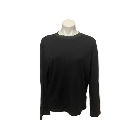 Giorgio Armani Medium Black Crewneck Classic Wool Sweater - Picture 2 of 7
